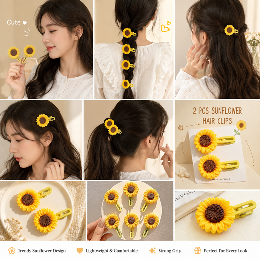 🌻 Sunflower Hair Clips for Girls (Set of 2) | Cute Korean Hair Accessories | Cuties Club cutiesclub.in