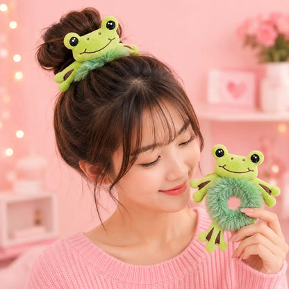 Cute Plush Hair Buddy Combo Pack (🐸 Frog, 🐼 Panda,🐰 Bunny ⚡Pikachu) | Soft Kawaii Hair Accessories | Bestie & Family Gift Set cutiesclub.in