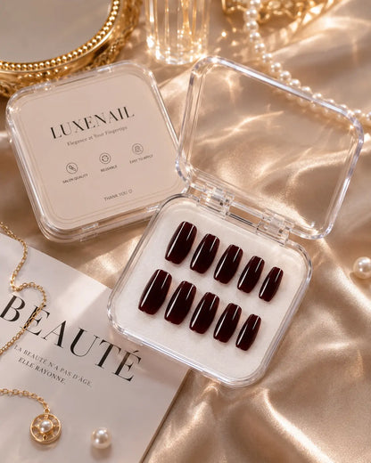 Luxury Burgundy Press-On Nails – Reusable Glossy Wine Red Nail Set for Girls | Salon Style at Home cutiesclub.in
