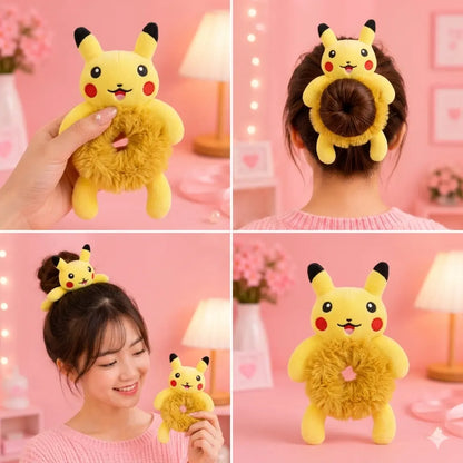 Cute Plush Hair Buddy Combo Pack (🐸 Frog, 🐼 Panda,🐰 Bunny ⚡Pikachu) | Soft Kawaii Hair Accessories | Bestie & Family Gift Set cutiesclub.in
