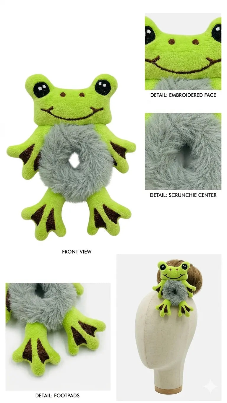 Cute Plush Hair Buddy Combo Pack (🐸 Frog, 🐼 Panda,🐰 Bunny ⚡Pikachu) | Soft Kawaii Hair Accessories | Bestie & Family Gift Set cutiesclub.in