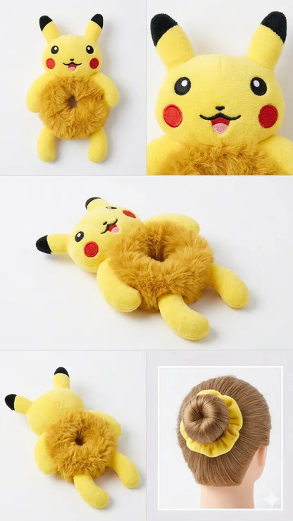 Cute Plush Hair Buddy Combo Pack (🐸 Frog, 🐼 Panda,🐰 Bunny ⚡Pikachu) | Soft Kawaii Hair Accessories | Bestie & Family Gift Set cutiesclub.in