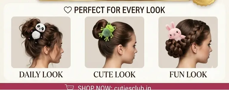 Cute Plush Hair Buddy Combo Pack (🐸 Frog, 🐼 Panda,🐰 Bunny ⚡Pikachu) | Soft Kawaii Hair Accessories | Bestie & Family Gift Set cutiesclub.in