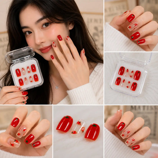 Luxury Press-On Nails – Reusable Glossy Wine Red Nail Set for Girls | Salon Style at Home cutiesclub.in