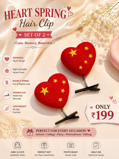 Add a cute and playful touch to your hairstyle with this Cute Korean Style Heart Spring Hair Clip! ❤️✨ cutiesclub.in