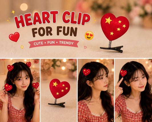 Add a cute and playful touch to your hairstyle with this Cute Korean Style Heart Spring Hair Clip! ❤️✨ cutiesclub.in