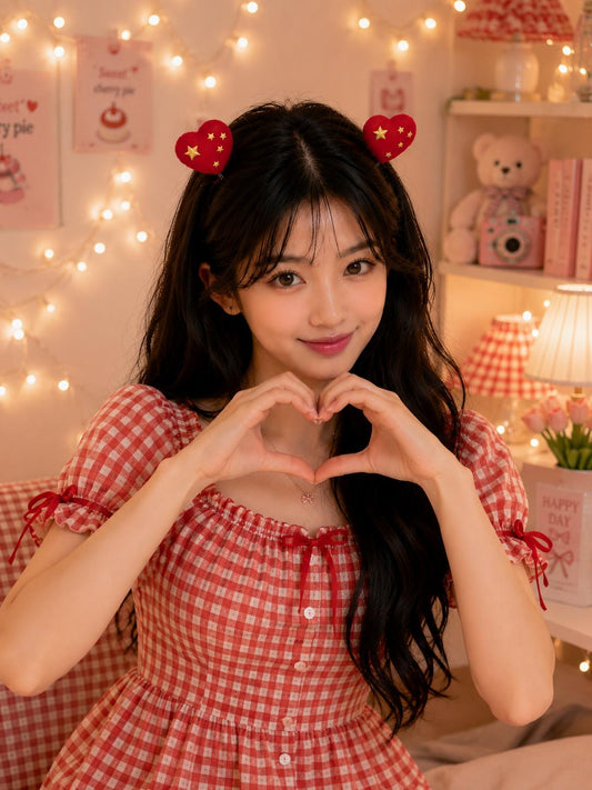Add a cute and playful touch to your hairstyle with this Cute Korean Style Heart Spring Hair Clip! ❤️✨ cutiesclub.in