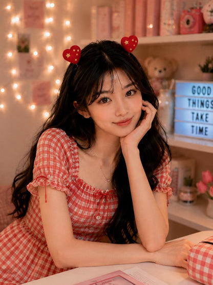 Add a cute and playful touch to your hairstyle with this Cute Korean Style Heart Spring Hair Clip! ❤️✨ cutiesclub.in