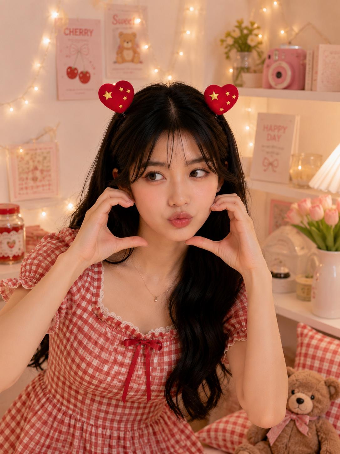 Add a cute and playful touch to your hairstyle with this Cute Korean Style Heart Spring Hair Clip! ❤️✨ cutiesclub.in