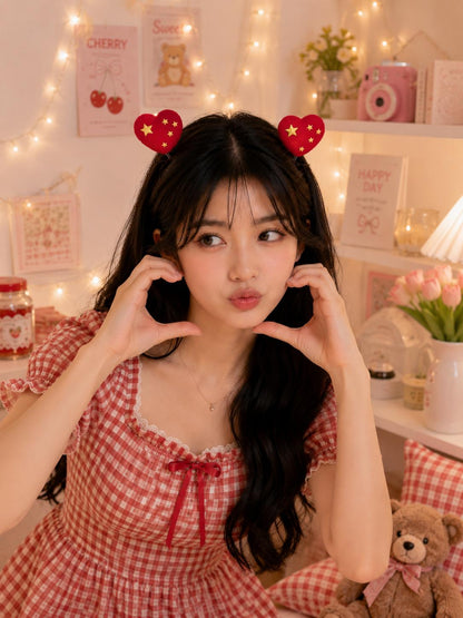 Add a cute and playful touch to your hairstyle with this Cute Korean Style Heart Spring Hair Clip! ❤️✨ cutiesclub.in