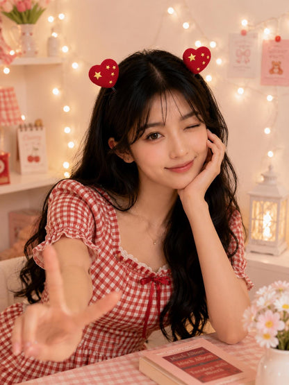 Add a cute and playful touch to your hairstyle with this Cute Korean Style Heart Spring Hair Clip! ❤️✨ cutiesclub.in