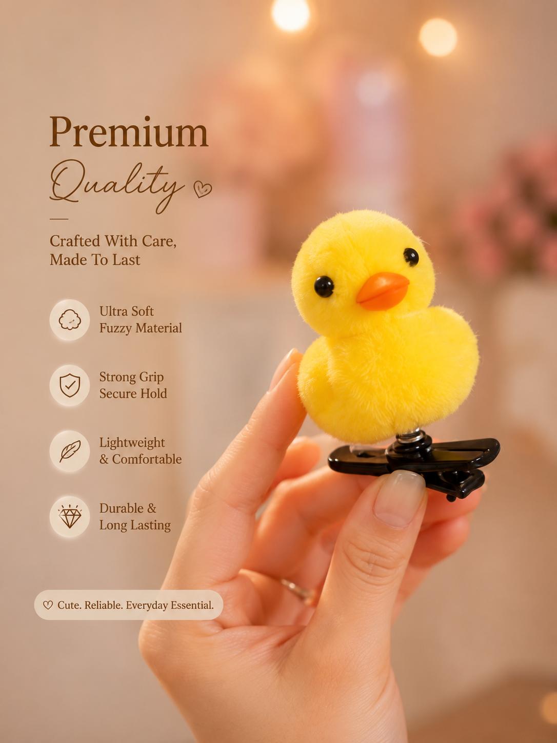🐥 Cute Korean Duck Hair Clip | Fun Hair Accessory for Girls | Soft, Fluffy & Trendy 💛  Everyday Cute Look 💛 cutiesclub.in