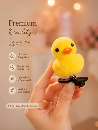 🐥 Cute Korean Duck Hair Clip | Fun Hair Accessory for Girls | Soft, Fluffy & Trendy 💛  Everyday Cute Look 💛 cutiesclub.in