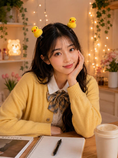 🐥 Cute Korean Duck Hair Clip | Fun Hair Accessory for Girls | Soft, Fluffy & Trendy 💛  Everyday Cute Look 💛 cutiesclub.in