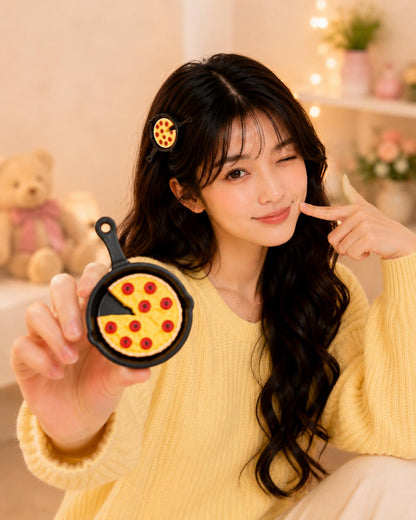 🍕 Pizza Hair Clip for Girls | Cute Korean Style Mini Pizza Hair Clip | Fun & Trendy Hair Accessory cutiesclub.in
