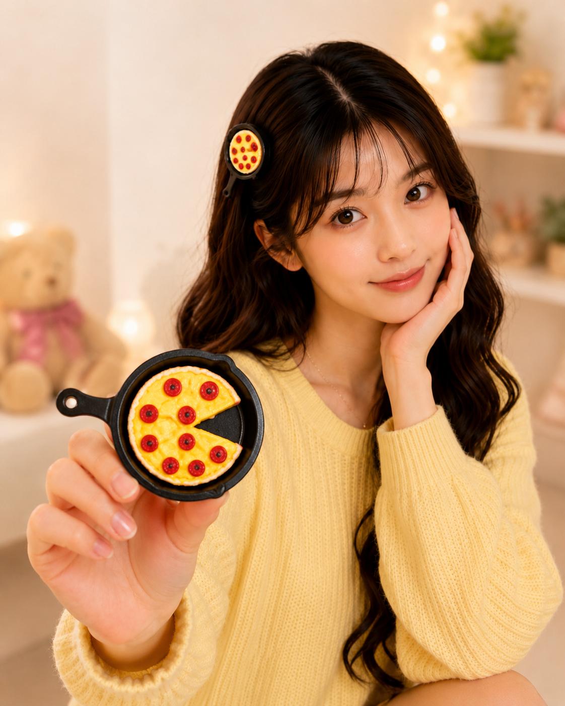 🍕 Pizza Hair Clip for Girls | Cute Korean Style Mini Pizza Hair Clip | Fun & Trendy Hair Accessory cutiesclub.in