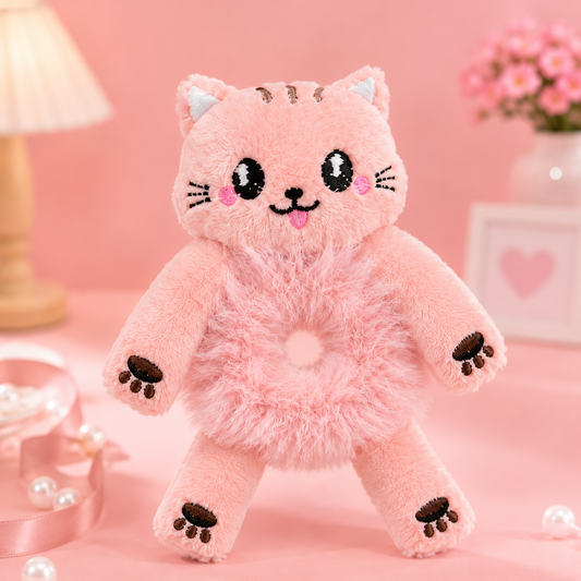 Cute kitty Plush Hair Buddy Scrunchie – Kawaii Hair Accessory 🐱 cutiesclub.in