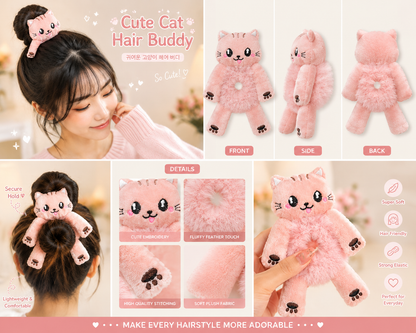 Cute kitty Plush Hair Buddy Scrunchie – Kawaii Hair Accessory 🐱 cutiesclub.in