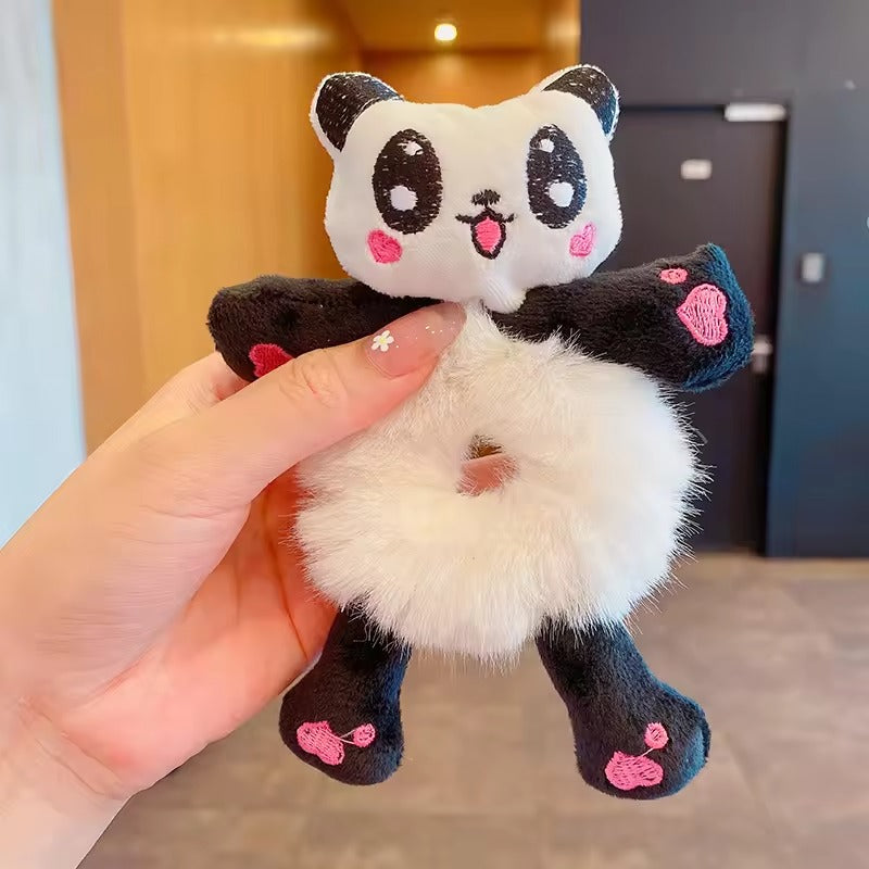 Cute Plush Hair Buddy Combo Pack (5 Pieces) 🐼🐸🐰🐱⚡ | Kawaii Plush Scrunchies for Girls | Bestie & Family Gift Set cutiesclub.in