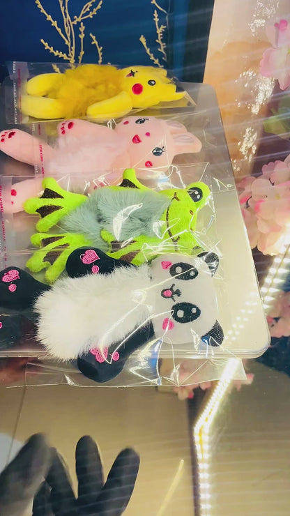 Cute Plush Hair Buddy Combo Pack (Pikachu & Panda) | Soft Kawaii Hair Accessories | Bestie & Family Gift Set